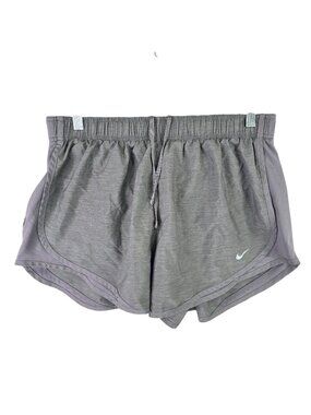 Womens Nike Gray & Mesh Panels Dri-FIT Running Shorts Lined 3" Inseam Size L